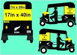 Auto hood branding size chart showing dimensions for advertisements